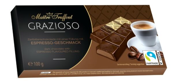 Grazioso dark chocolate with espresso flavoured filling 100g (8x12,5g)
