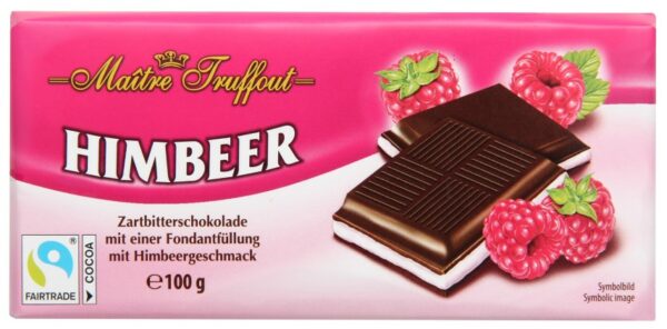 Dark chocolate with raspberry cream 100g