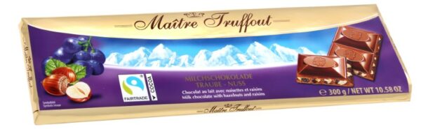Milk chocolate raisins-hazelnuts 300g