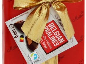 Assorted Belgian heart pralines red 100g