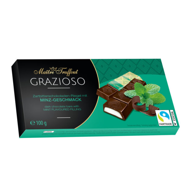 Grazioso dark chocolate with mint cream filling 100g (8x12,5g)