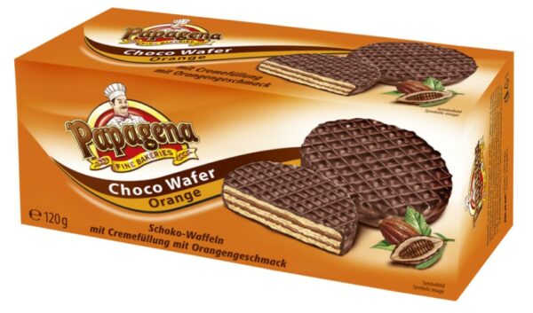 Chocolate wafers with orange flavoured cream filling 120g