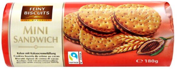 Mini sandwich biscuits with cocoa cream filling 180g