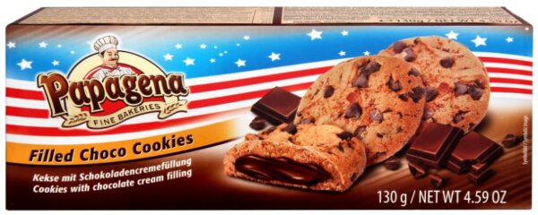 Choco Chip Cookies with chocolate cream filling 130g