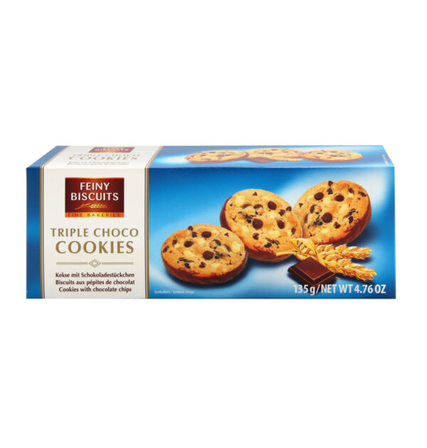 Triple choco cookies with chocolate chips 135g