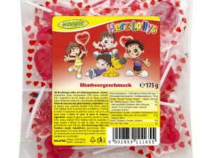 Heart shaped lollies Raspberry flavor 175g