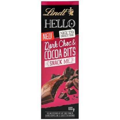 Lindt Hello Dark Choc & Cocoa Bits 100gm
